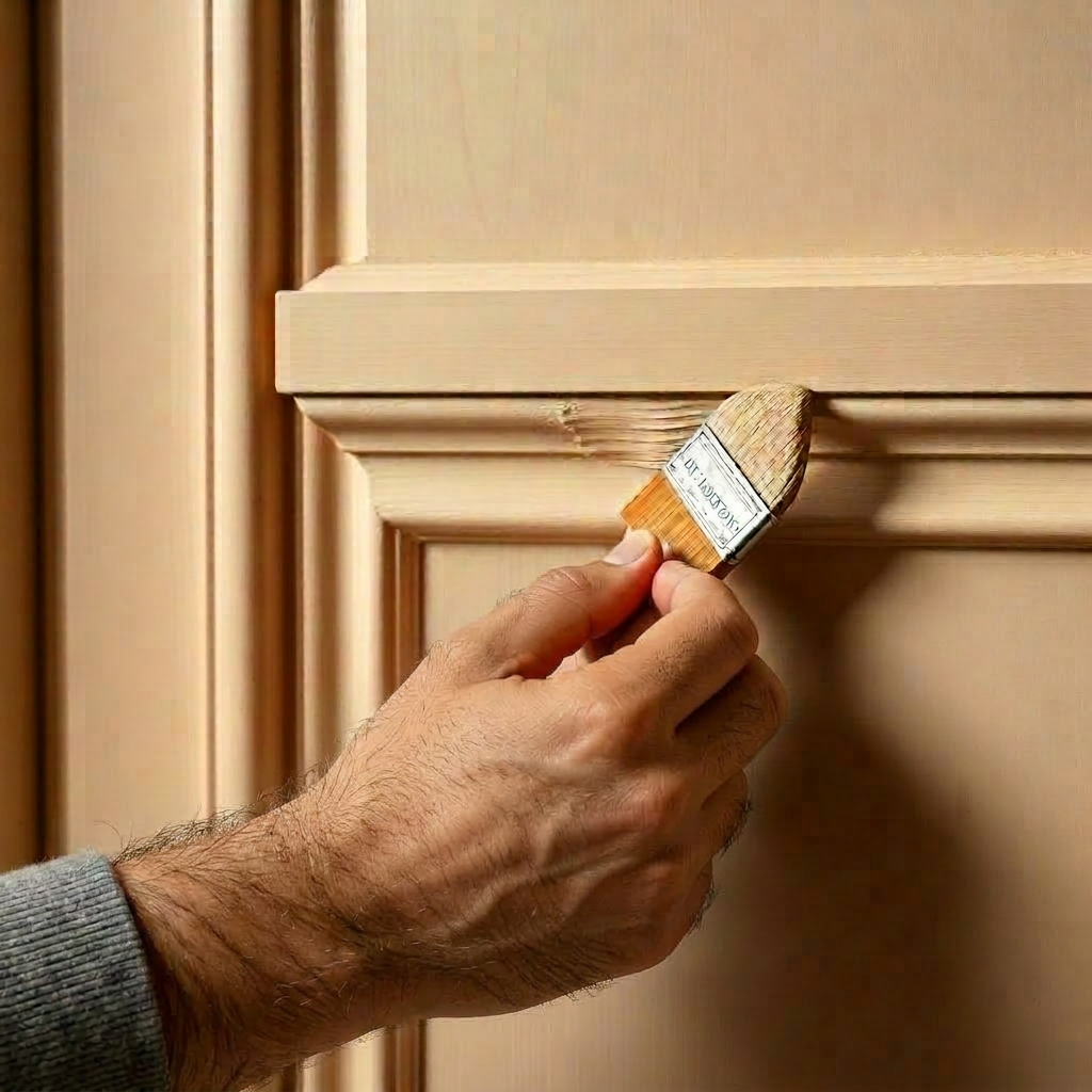 Närbild på handmålad panel